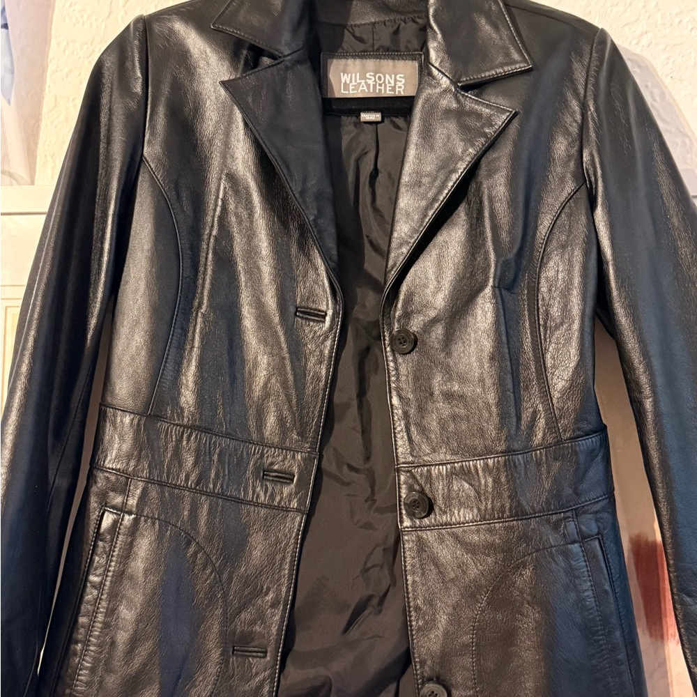 Wilson Black Leather Tailored Blazer Jacket